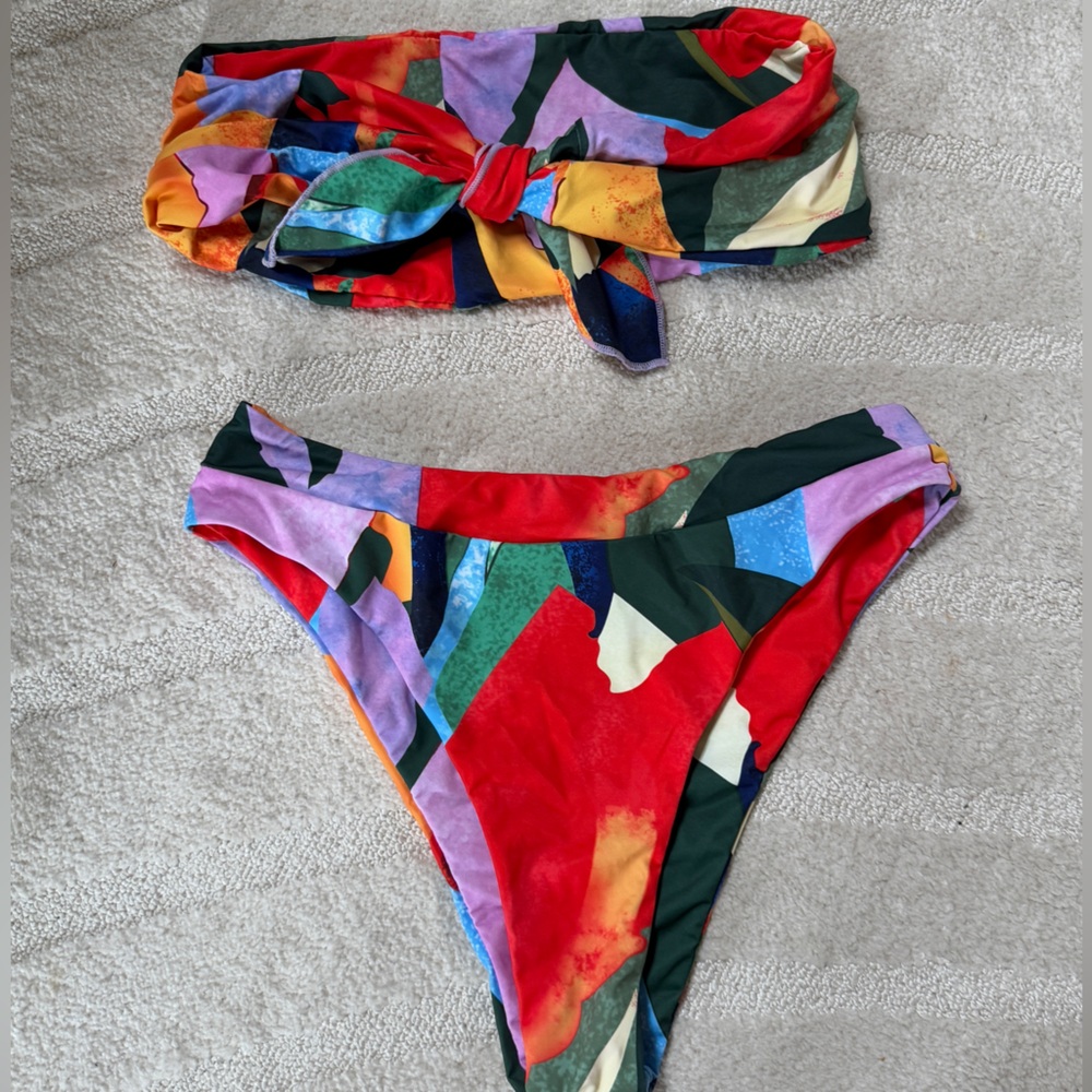 Colorful Abstract Bikini Set Strapless